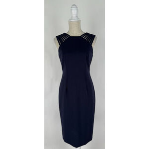 Antonio Melani Womens Strappy Sleeveless Sheath Dress Back Zip Navy Blue Size 4
